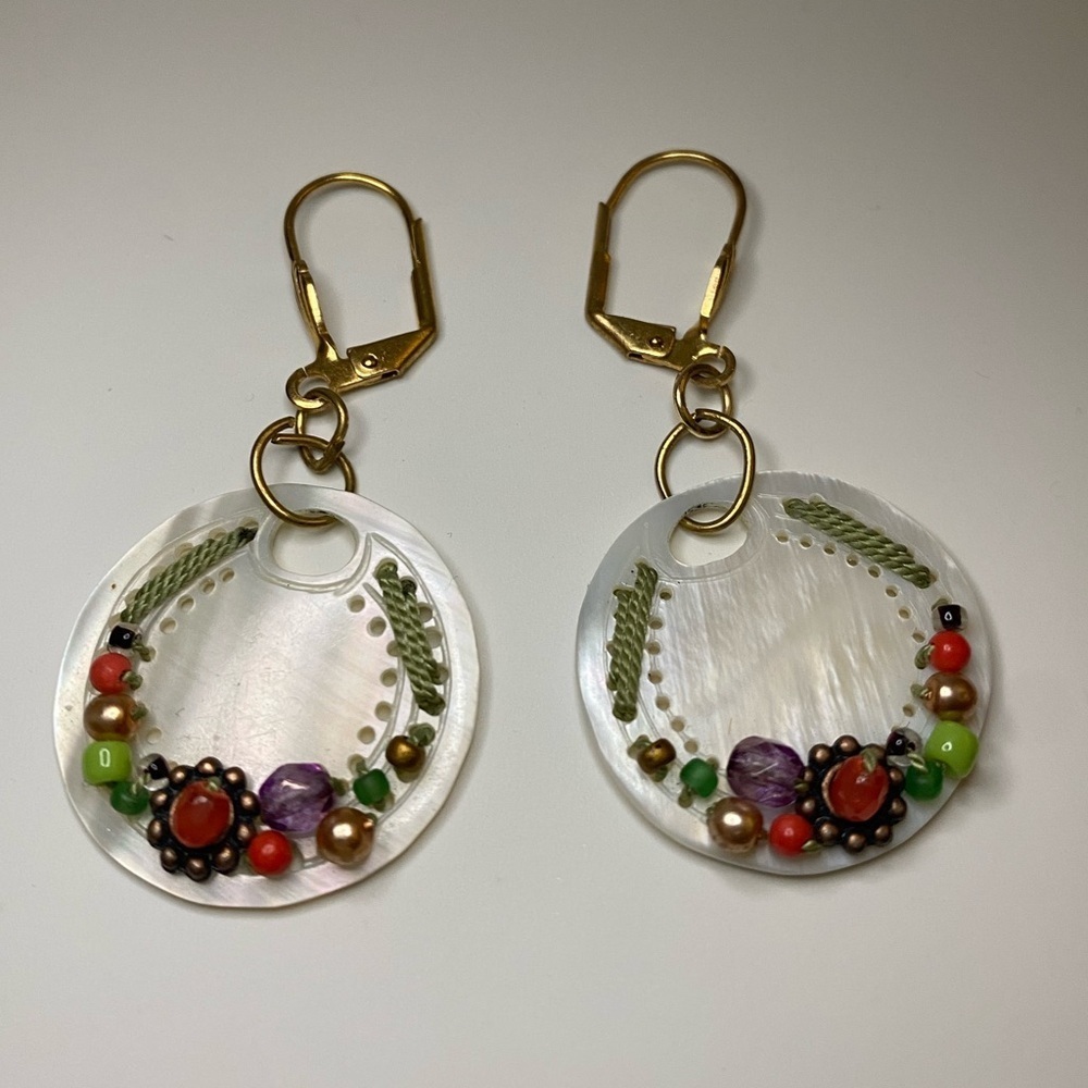 Mother of Pearl Beaded Woven Earrings
